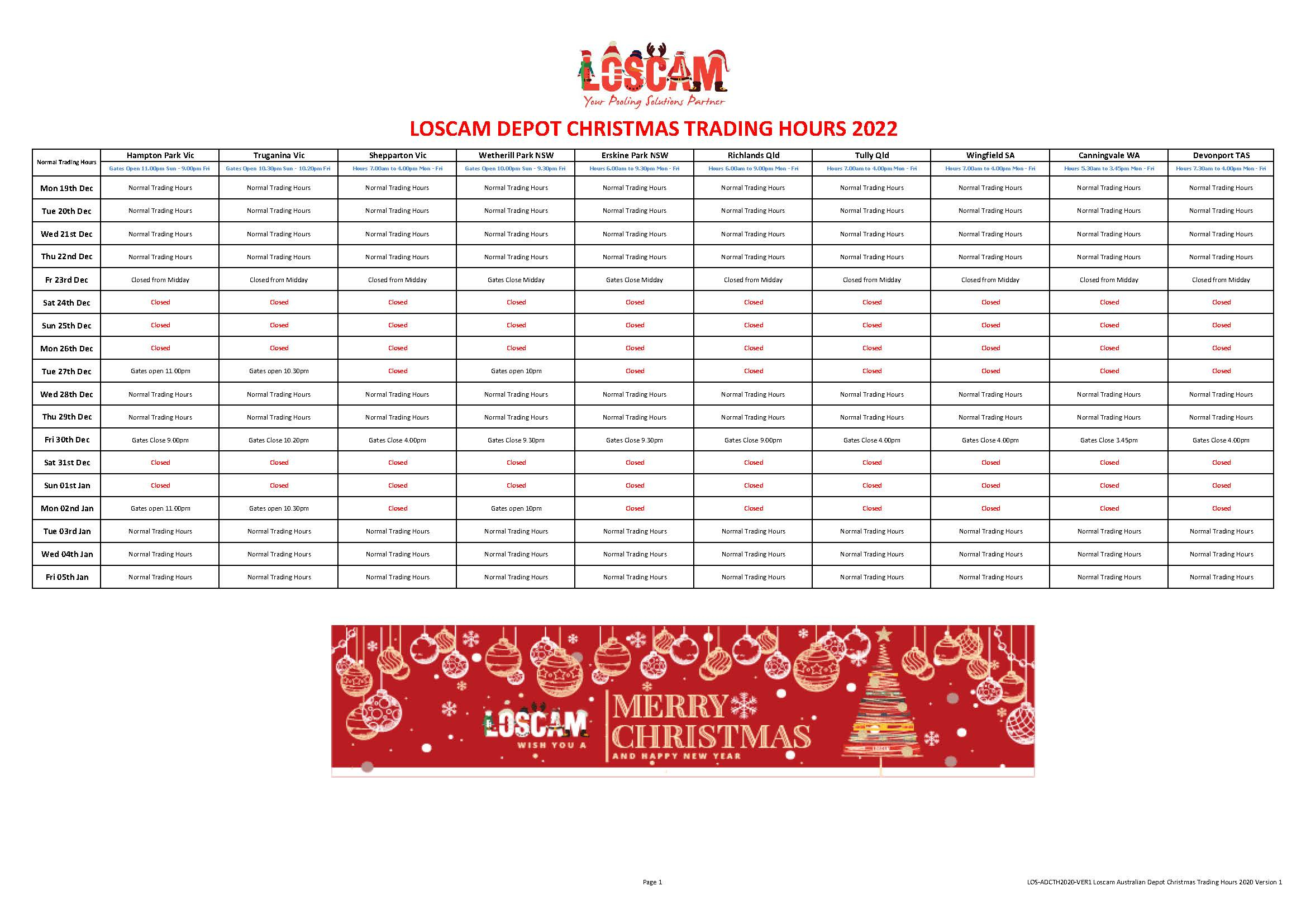 Los Adcth2020 Ver1 Loscam Australian Depot Christmas Trading Hours 2022 Version 1